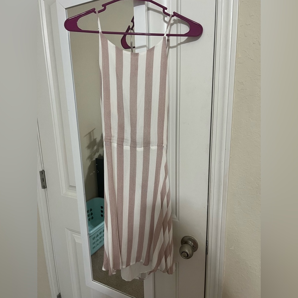 Lulus Pink Striped Mini dress with open back!